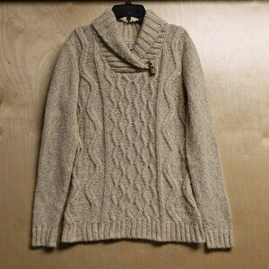 Orvis Beige Shawl Collar Sweater With Wooden Toggle Neck Women's Size Med